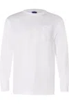 Bayside Union-made Long Sleeve T-shirt With A Pocket In White