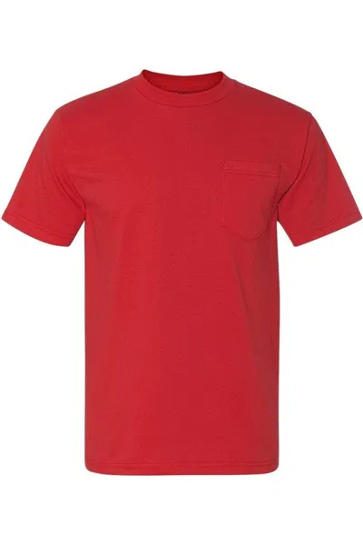 Bayside Union-made T-shirt With A Pocket In Red