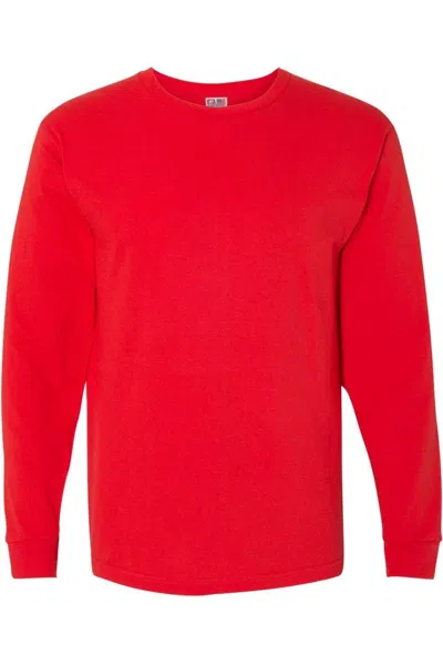 Bayside Usa-made 100% Cotton Long Sleeve T-shirt In Red