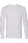Bayside Usa-made 100% Cotton Long Sleeve T-shirt In White