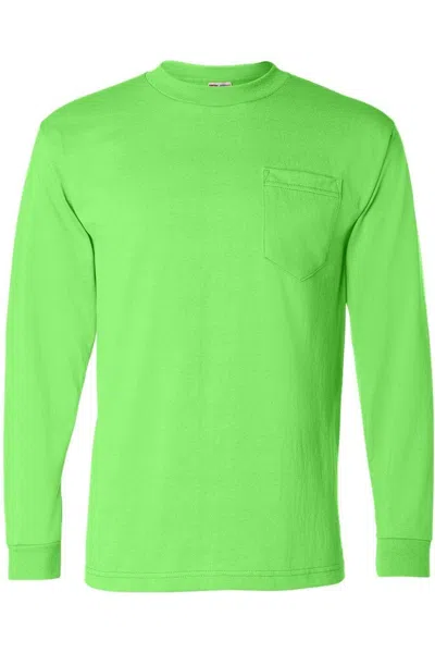 Bayside Usa-made 50/50 Long Sleeve Pocket T-shirt In Multi