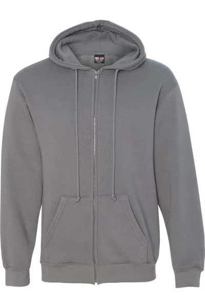 Bayside Usa-made Full-zip Hooded Sweatshirt In Gray