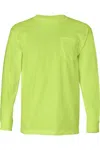 Bayside Union-made Long Sleeve T-shirt With A Pocket In Green