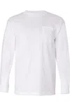 Bayside Union-made Long Sleeve T-shirt With A Pocket In White