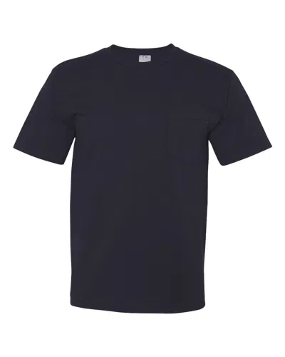 Bayside Usa-made Midweight Pocket T-shirt In Blue