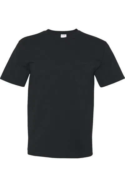 Bayside Usa-made Short T-shirt With A Pocket In Black