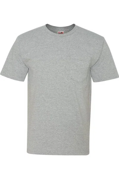 Bayside Usa-made Short T-shirt With A Pocket In Gray