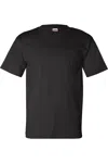 Bayside Usa-made Short T-shirt With A Pocket In Black