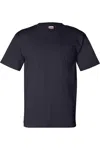 Bayside Usa-made Short T-shirt With A Pocket In Blue