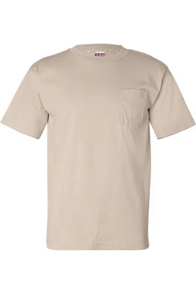 Bayside Usa-made T-shirt With A Pocket In Neutral
