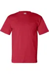 Bayside Usa-made T-shirt With A Pocket In Red