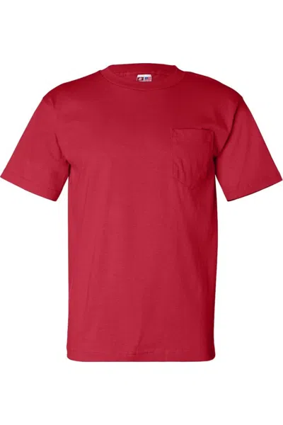 Bayside Usa-made T-shirt With A Pocket In Red