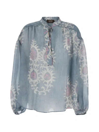 Bazar Deluxe Beaded Print Blouse In Blue