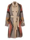 Bazar Deluxe Belted Fringed Coat In Multi