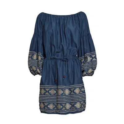 BAZAR DELUXE BAZAR DELUXE BLUE COTTON SHORT DRESS