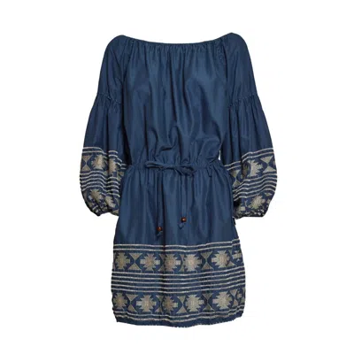 BAZAR DELUXE BLUE COTTON SHORT DRESS