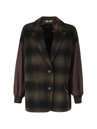Bazar Deluxe Check-pattern Panelled Jacket In Green
