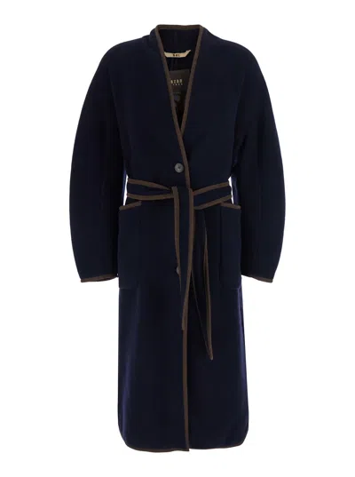 Bazar Deluxe Contrasting Trim Coat In Navy