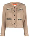 Bazar Deluxe Button-up Cropped Jacket In Beige