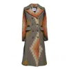 Bazar Deluxe Double Breasted Coat Multicolored Wool Ethnic Pattern