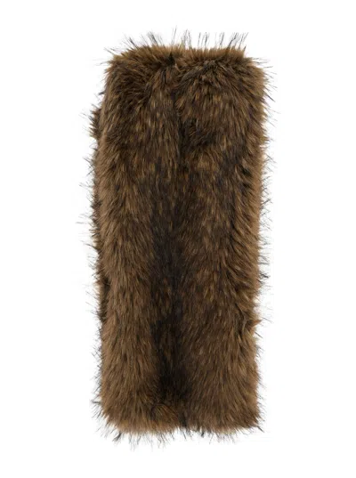 Bazar Deluxe Ecoleather Fur Scarf In Brown