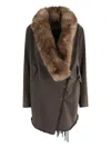 Bazar Deluxe Chocolate Wool Blend Jacket With Detachable Fur-trimmed Neckline In Brown