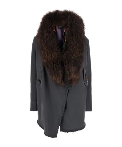 Bazar Deluxe Frayed Coat In Gray