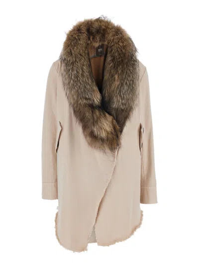 Bazar Deluxe Fur Collar Coat In Beige