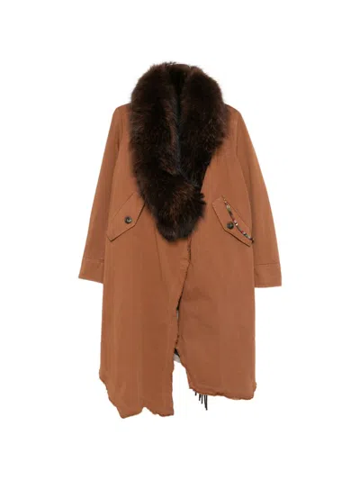 Bazar Deluxe Fur-collar Coat In Camel