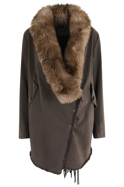 Bazar Deluxe Giaccone Con Pelliccia In Brown