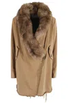 Bazar Deluxe Faux-fur Collar Frayed-edge Coat In Brown