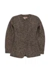 Bazar Deluxe Herringbone-pattern Collarless Jacket In Brown