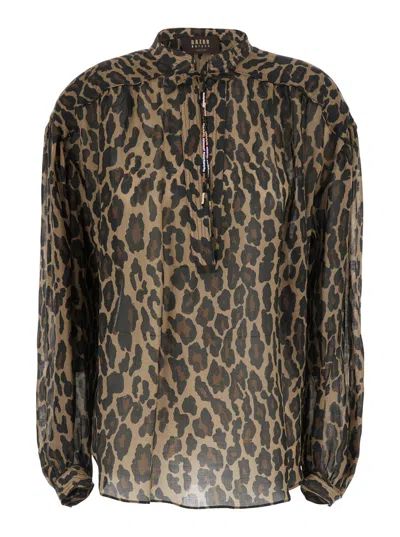 Bazar Deluxe Leopard-print Viscose Glass Shirt In Beige