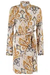Bazar Deluxe Multicolored Printed Viscose Chemisier Dress With Beaded Details