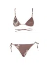 Bazar Deluxe Paisley-print Beaded-strap Bikini In Burgundy