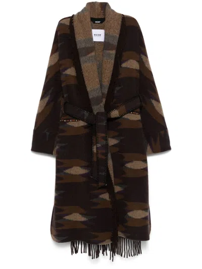 Bazar Deluxe Patterned-intarsia Coat In Brown