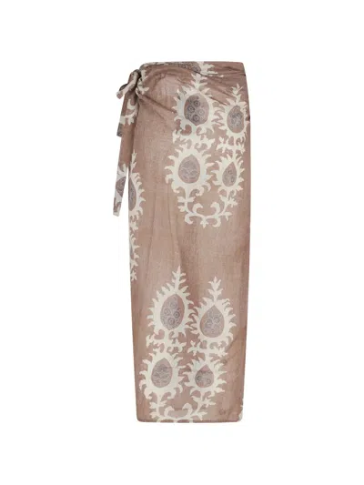 Bazar Deluxe Patterned Wrap Skirt In Brown