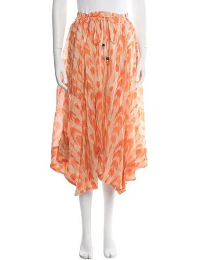 Pre-owned Bazar Deluxe Printed Midi Length Skirt W/ Tags In Orange
