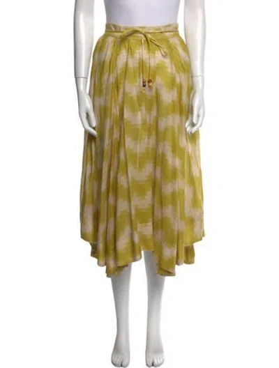 Pre-owned Bazar Deluxe Printed Midi Length Skirt In Yellow