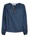 Bazar Deluxe Blue Cotton Blouse With Ethnic Profile
