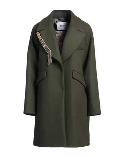 Bazar Deluxe Woman Coat Military Green Size 4 Virgin Wool, Polyamide