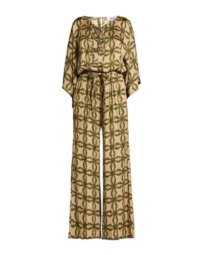 Bazar Deluxe Woman Jumpsuit Beige Size 8 Viscose, Elastane