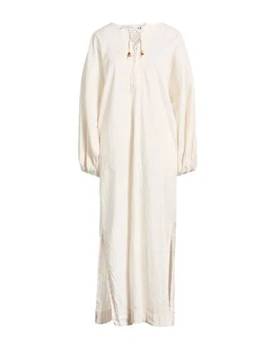 Bazar Deluxe Woman Maxi Dress Off White Size 4 Cotton, Linen, Tencel