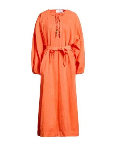 Bazar Deluxe Woman Maxi Dress Orange Size 4 Cotton, Linen, Tencel