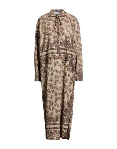 Bazar Deluxe Woman Maxi Dress Sand Size 10 Polyester, Cotton In Brown