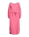 Bazar Deluxe Woman Midi Dress Fuchsia Size 10 Cotton In Pink