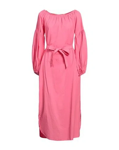Bazar Deluxe Woman Midi Dress Fuchsia Size 10 Cotton In Pink