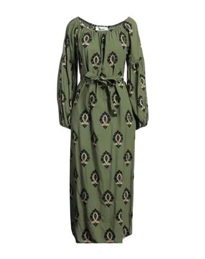 Bazar Deluxe Woman Midi Dress Military Green Size 8 Cotton, Polyester
