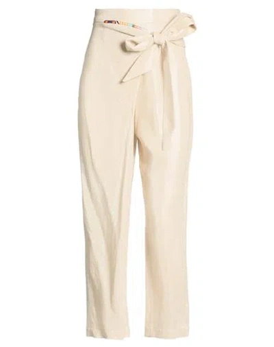 Bazar Deluxe Woman Pants Beige Size 4 Linen, Viscose In Neutral