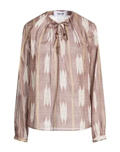 Bazar Deluxe Woman Top Khaki Size 12 Cotton In Multi